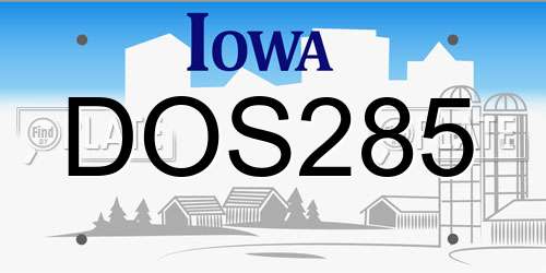 DOS285 Iowa License Plate