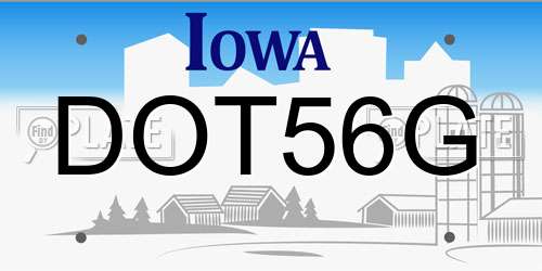 DOT56G Iowa License Plate
