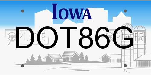 DOT86G Iowa License Plate
