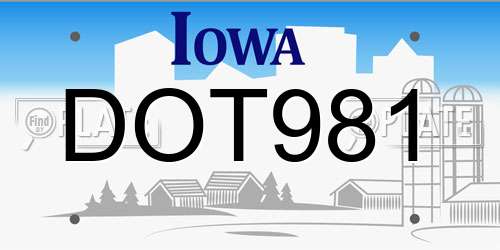 DOT981 Iowa License Plate