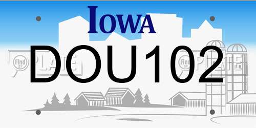 DOU102 Iowa License Plate