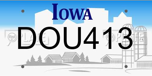 DOU413 Iowa License Plate