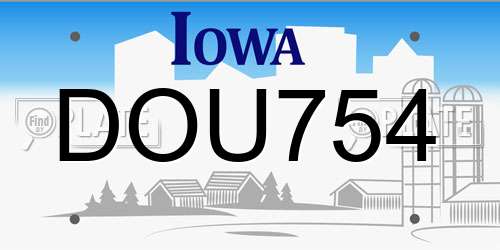DOU754 Iowa License Plate