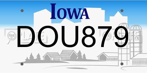 DOU879 Iowa License Plate