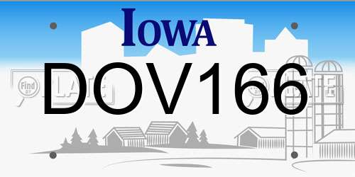 DOV166 Iowa License Plate