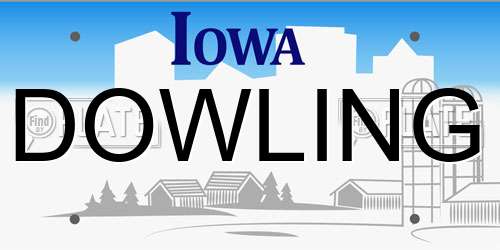 DOWLING Iowa License Plate