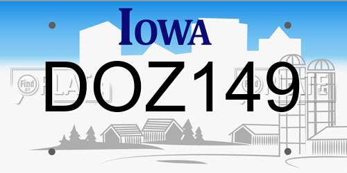 DOZ149 Iowa License Plate