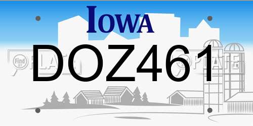DOZ461 Iowa License Plate