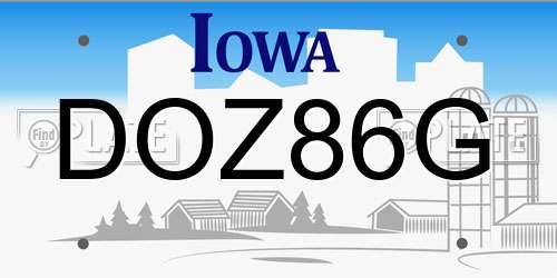 DOZ86G Iowa License Plate