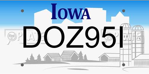 DOZ95I Iowa License Plate