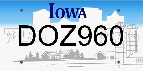 DOZ960 Iowa License Plate