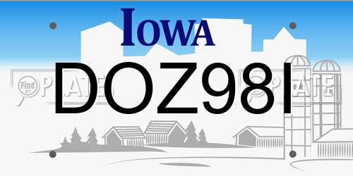 DOZ98I Iowa License Plate