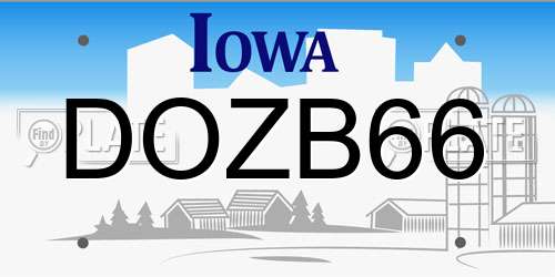 DOZB66 Iowa License Plate