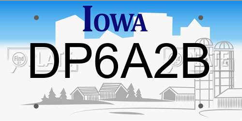 DP6A2B Iowa License Plate