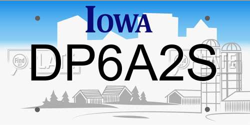 DP6A2S Iowa License Plate