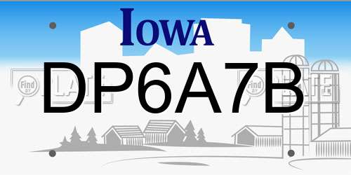 DP6A7B Iowa License Plate