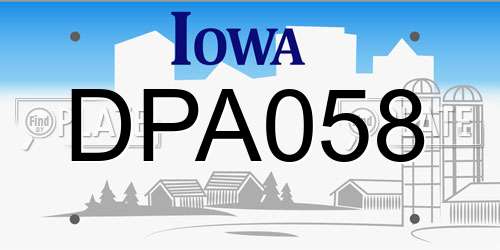DPA058 Iowa License Plate