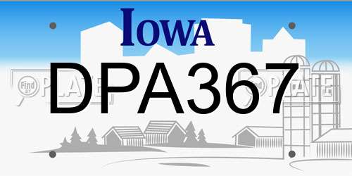 DPA367 Iowa License Plate
