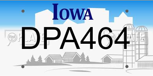 DPA464 Iowa License Plate
