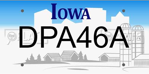 DPA46A Iowa License Plate