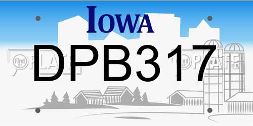 DPB317 Iowa License Plate