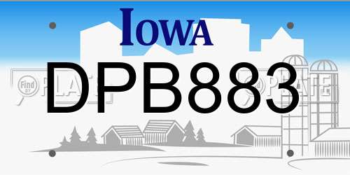 DPB883 Iowa License Plate