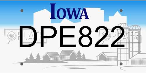DPE822 Iowa License Plate