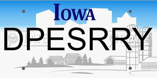 DPESRRY Iowa License Plate