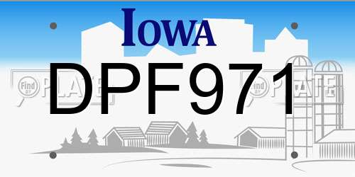 DPF971 Iowa License Plate