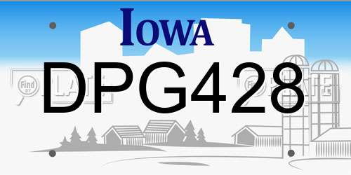 DPG428 Iowa License Plate