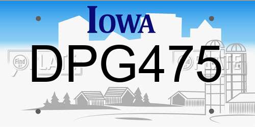 DPG475 Iowa License Plate