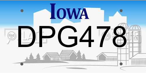 DPG478 Iowa License Plate