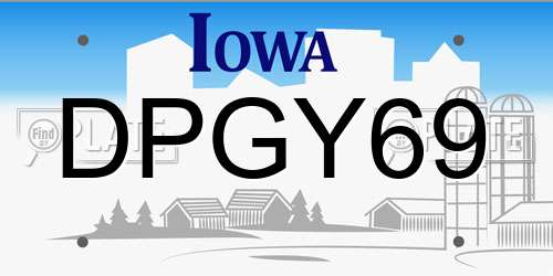 DPGY69 Iowa License Plate