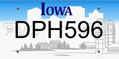 DPH596 Iowa License Plate