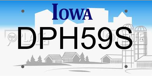 DPH59S Iowa License Plate