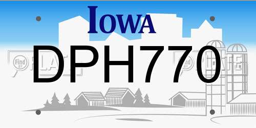 DPH770 Iowa License Plate