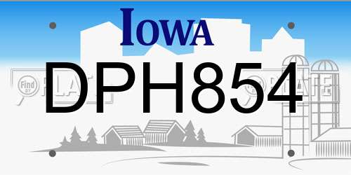 DPH854 Iowa License Plate