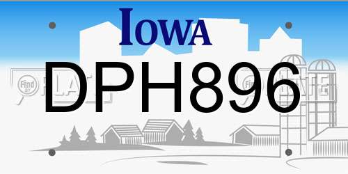 DPH896 Iowa License Plate
