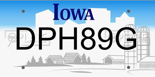 DPH89G Iowa License Plate