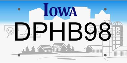 DPHB98 Iowa License Plate