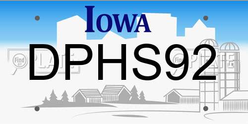 DPHS92 Iowa License Plate