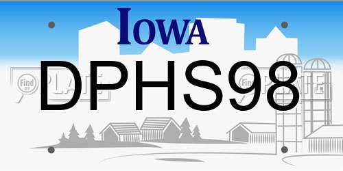 DPHS98 Iowa License Plate