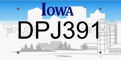 DPJ391 Iowa License Plate