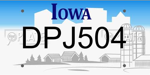 DPJ504 Iowa License Plate