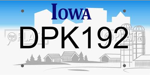 DPK192 Iowa License Plate