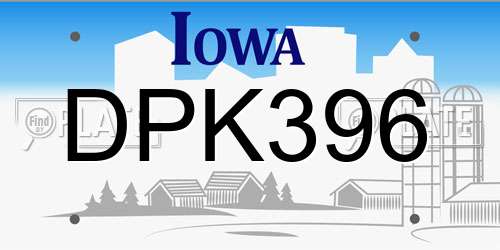 DPK396 Iowa License Plate