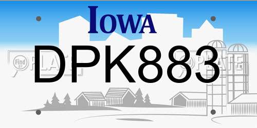 DPK883 Iowa License Plate