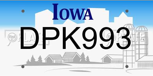 DPK993 Iowa License Plate