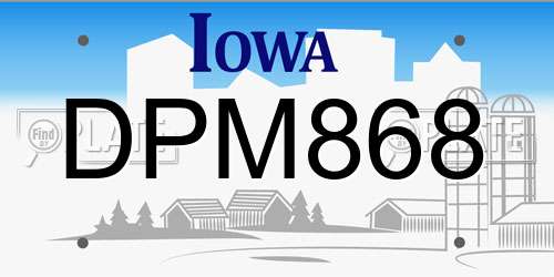 DPM868 Iowa License Plate