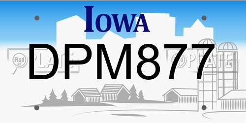 DPM877 Iowa License Plate